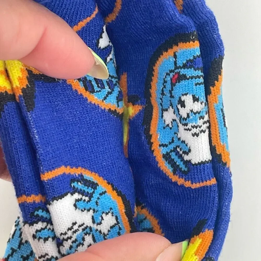 Smurfs Unisex Crew Socks Blue Yellow Stars Cartoon Style Fits Shoe Size 6–13